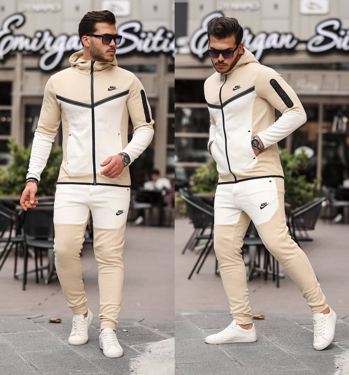 Trening Nike Tech - Crem cu Alb