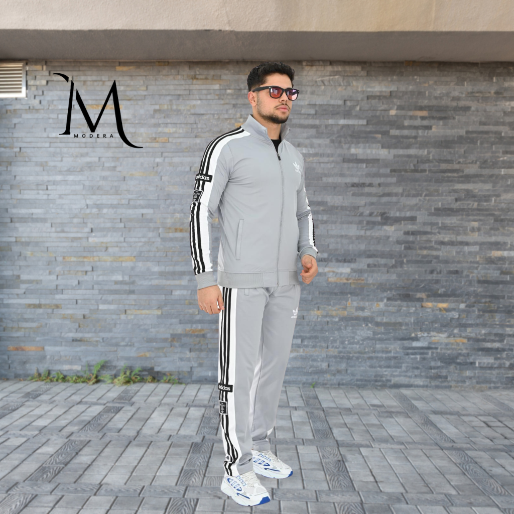 Trening Adidas - Gri cu Dungi Albe