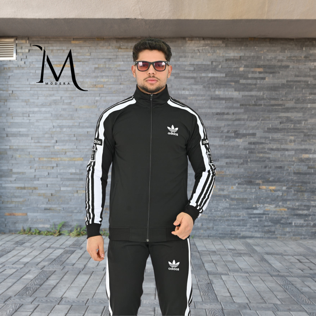 Trening Adidas - Negru cu Dungi Albe