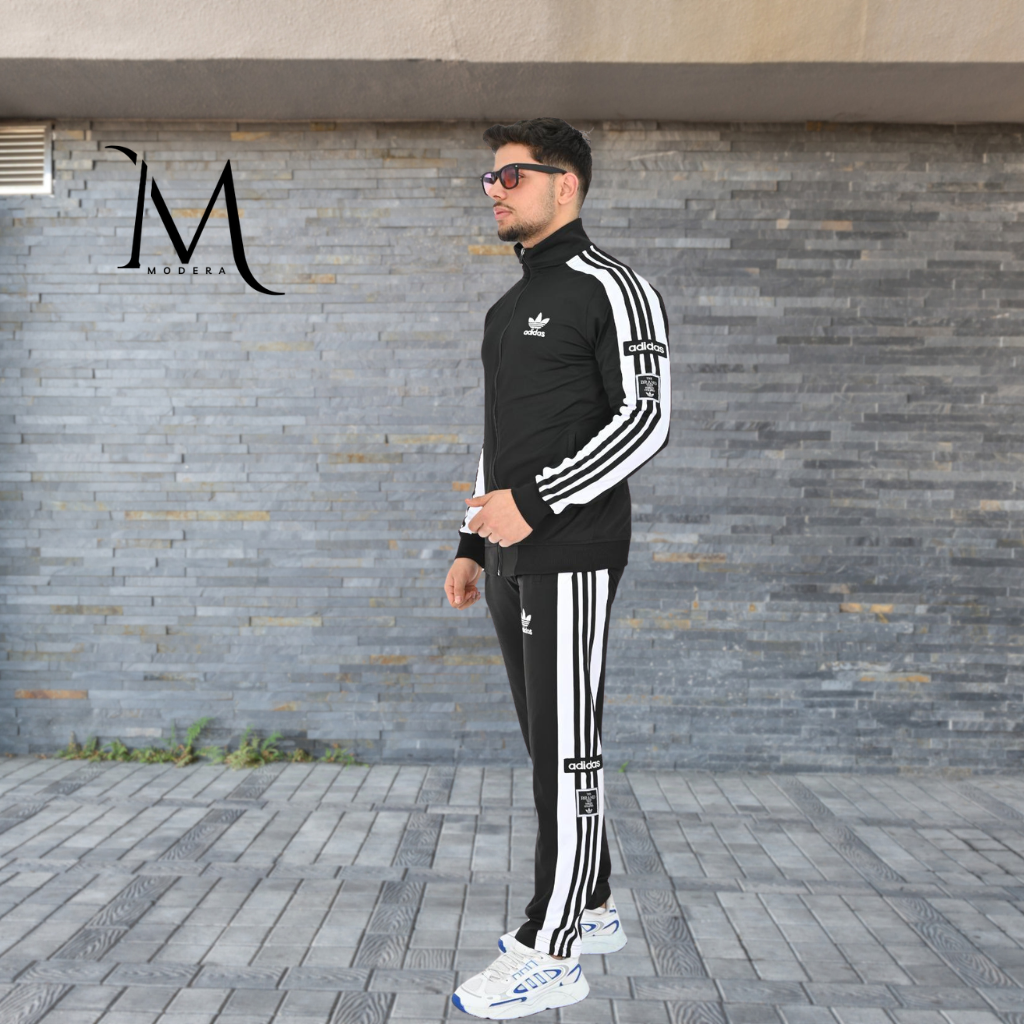 Trening Adidas - Negru cu Dungi Albe