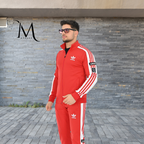 Trening Adidas - Rosu cu Dungi Albe