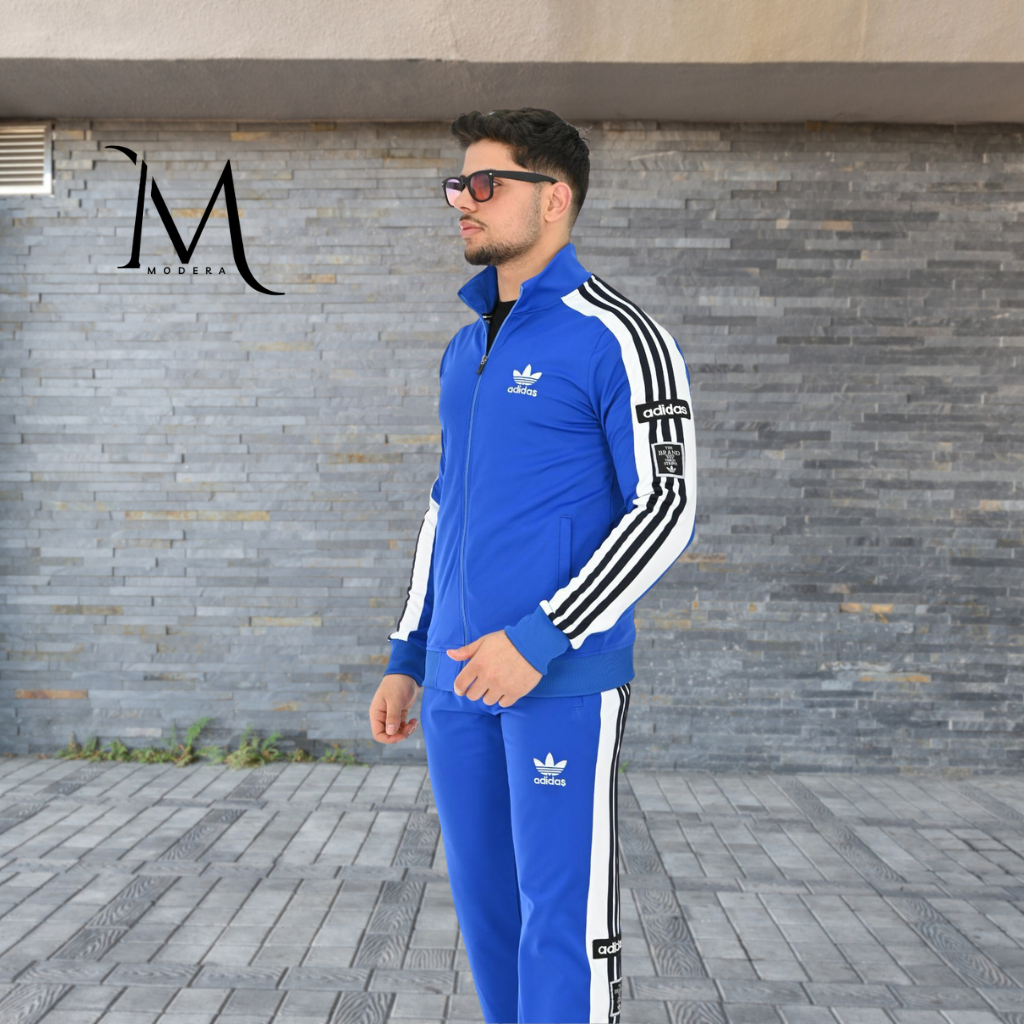 Trening Adidas - Albastru cu Dungi Albe