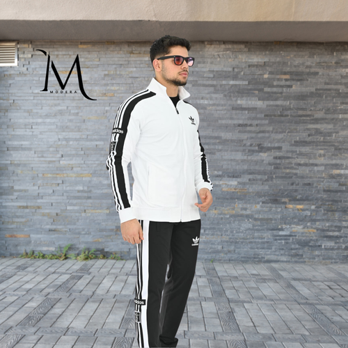 Trening Adidas - Alb cu Dungi Negre